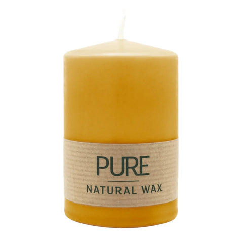 100% PURE, NATURAL WAX, Stumpenkerze, Pastellgelb, WENZEL, 90/60 mm, Brenndauer ca. 25h, 100% plastikfrei - luterne.shop