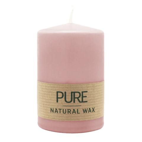 100% PURE, NATURAL WAX, Stumpenkerze, Antikrosa, WENZEL, 90/60 mm, Brenndauer ca. 25h, 100% plastikfrei - luterne.shop