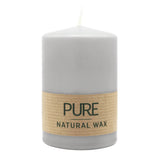 100% PURE, NATURAL WAX, Stumpenkerze, Silbergrau, WENZEL, 90/60 mm, Brenndauer ca. 25h, 100% plastikfrei - luterne.shop