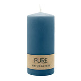 100% PURE, NATURAL WAX, Stumpenkerze, Nachtblau, WENZEL, 130/60 mm, Brenndauer ca. 41h, 100% plastikfrei - luterne.shop