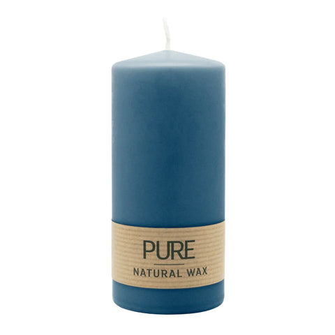 100% PURE, NATURAL WAX, Stumpenkerze, Nachtblau, WENZEL, 130/60 mm, Brenndauer ca. 41h, 100% plastikfrei - luterne.shop