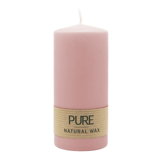 PURE NATURAL WAX, Antikrosa, Stumpenkerze, WENZEL, 130/60 mm, Brenndauer ca. 40h, 100% plastikfrei