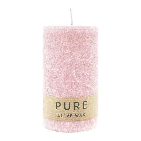 100% PURE, OLIVE WAX, vegane Stumpenkerze, Antikrosa, WENZEL, 130/70 mm, Brenndauer ca. 59h - luterne.shop