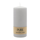 100% PURE, NATURAL WAX, Stumpenkerze, Silbergrau, WENZEL, 130/60 mm, Brenndauer ca. 41h, 100% plastikfrei - luterne.shop