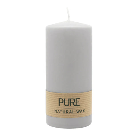 100% PURE, NATURAL WAX, Stumpenkerze, Silbergrau, WENZEL, 130/60 mm, Brenndauer ca. 41h, 100% plastikfrei - luterne.shop