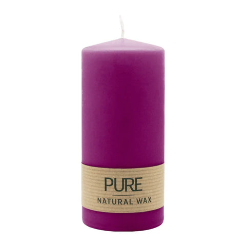 100% PURE, NATURAL WAX, Stumpenkerze, Erika, WENZEL, 130/60 mm, Brenndauer ca. 41h, 100% plastikfrei - luterne.shop