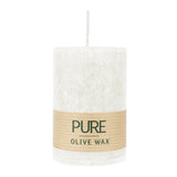 100% PURE, OLIVE WAX, vegane Stumpenkerze, Natural, WENZEL, 90/60 mm, Brenndauer ca. 27h - luterne.shop
