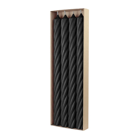 Stabkerzen aus Paraffin, RUSTIC TWIST, 350/28 mm, Schwarz, WENZEL, Brenndauer ca. 20h, 4 Stück pro Verpackung - luterne.shop