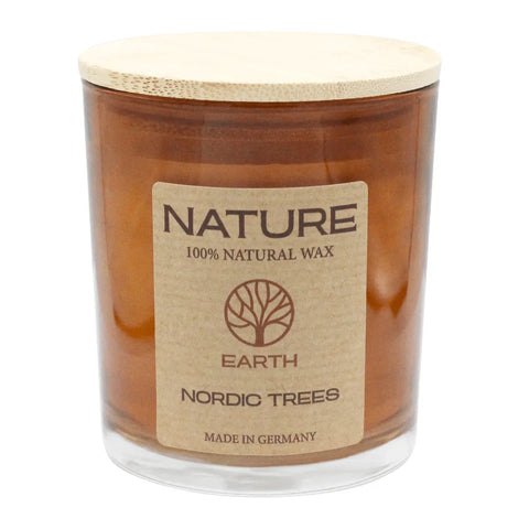 NATURE EARTH, Duftkerze im Glas, Nordic Trees, 100% NATURAL WAX, 85/70 mm, Brenndauer ca. 25h - luterne.shop