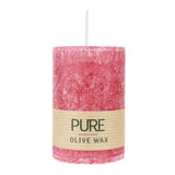 100% PURE, OLIVE WAX, vegane Stumpenkerze, Karminrot, WENZEL, 90/60 mm, Brenndauer ca. 27h - luterne.shop