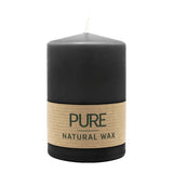 100% PURE, NATURAL WAX, Stumpenkerze, Schwarz, WENZEL, 90/60 mm, Brenndauer ca. 25h, 100% plastikfrei - luterne.shop