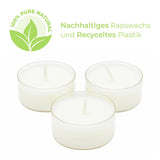 100% PURE NATURE LIGHTS, vegane Teelichter mit 100% Rapswachsfüllung, Brenndauer ca. 4h, 18/38 mm, 27 Stück pro Verpackung - luterne.shop