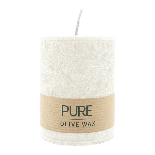 PURE OLIVE WAX, Natural, vegane Stumpenkerze, WENZEL, 90/70 mm, Brenndauer ca. 30h