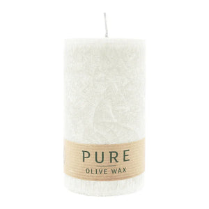 PURE OLIVE Stumpenkerze Natural, 130/70 mm, WENZEL, Brenndauer 52h, plastikfrei, vegan