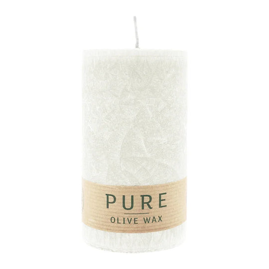 PURE OLIVE WAX, Natural, vegane Stumpenkerze, WENZEL, 130/70 mm, Brenndauer ca. 47h