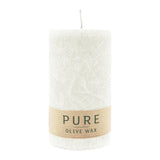 100% PURE, OLIVE WAX, vegane Stumpenkerze, Natural, WENZEL, 130/70 mm, Brenndauer ca. 59h - luterne.shop