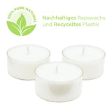 100% PURE NATURE LIGHTS, vegane Teelichter mit 100% Rapswachsfüllung, Brenndauer ca. 10h, 25/58 mm, 8 Stück pro Verpackung - luterne.shop