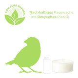 100% PURE NATURE LIGHTS, vegane Teelichter mit 100% Rapswachsfüllung, Brenndauer ca. 10h, 25/58 mm, 8 Stück pro Verpackung - luterne.shop