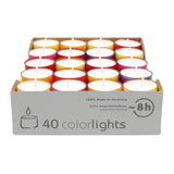 Colorlights Winter-Edition, WENZEL-Teelichter, Brenndauer ca. 8h, 24/38 mm, 40 Stück pro Verpackung - luterne.shop