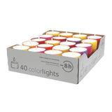 Colorlights Winter-Edition, WENZEL-Teelichter, Brenndauer ca. 8h, 24/38 mm, 40 Stück pro Verpackung - luterne.shop