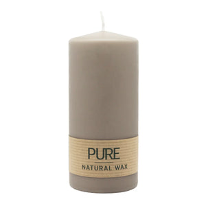 PURE NATURAL WAX, Sand, Stumpenkerze, WENZEL, 130/60 mm, Brenndauer ca. 40h, 100% plastikfrei