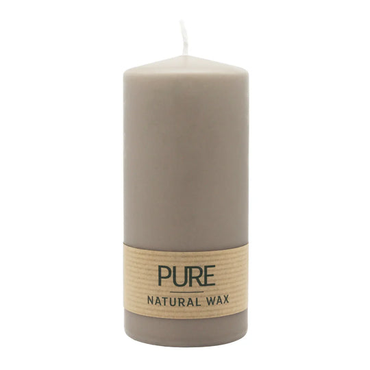 PURE NATURAL WAX, Sand, Stumpenkerze, WENZEL, 130/60 mm, Brenndauer ca. 40h, 100% plastikfrei