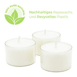 100% PURE NATURE LIGHTS, vegane Teelichter mit 100% Rapswachsfüllung, Brenndauer ca. 7h, 24/38 mm, 40 Stück pro Verpackung - luterne.shop