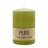 100% PURE, NATURAL WAX, Stumpenkerze, Olive, WENZEL, 90/60 mm, Brenndauer ca. 25h, 100% plastikfrei - luterne.shop