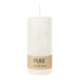 100% PURE, OLIVE WAX, vegane Stumpenkerze, Natural, WENZEL, 130/60 mm, Brenndauer ca. 40h - luterne.shop