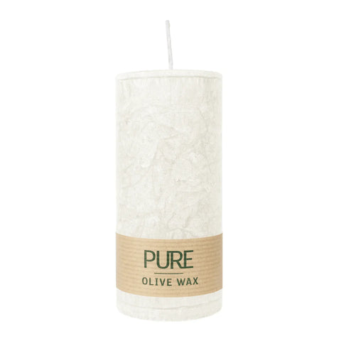 100% PURE, OLIVE WAX, vegane Stumpenkerze, Natural, WENZEL, 130/60 mm, Brenndauer ca. 40h - luterne.shop