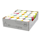 Colorlights Summer-Edition, WENZEL-Teelichter, Brenndauer ca. 8h, 24/38 mm, 40 Stück pro Verpackung - luterne.shop