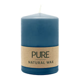 100% PURE, NATURAL WAX, Stumpenkerze, Nachtblau, WENZEL, 90/60 mm, Brenndauer ca. 25h, 100% plastikfrei - luterne.shop