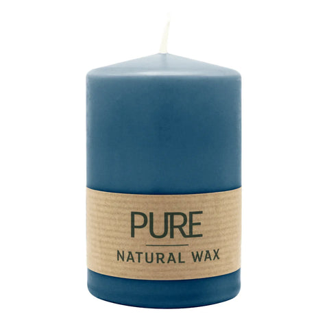 100% PURE, NATURAL WAX, Stumpenkerze, Nachtblau, WENZEL, 90/60 mm, Brenndauer ca. 25h, 100% plastikfrei - luterne.shop