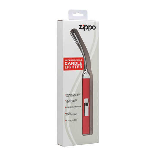 ZIPPO wiederaufladbares Stabfeuerzeug mit flexiblem Hals, Candy Apple Red, Lichtbogenflamme, inkl. USB-Ladekabel