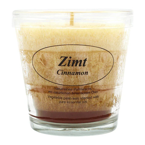 Duftkerze im Glas, Zimt, 100% pflanzliches Stearin, KERZENFARM HAHN, mit reinen ätherischen Ölen, Brenndauer ca. 24h - luterne.shop