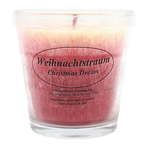 Duftkerze im Glas, Weihnachtstraum, 100% pflanzliches Stearin, KERZENFARM HAHN, mit reinen ätherischen Ölen, Brenndauer ca. 24h - luterne.shop