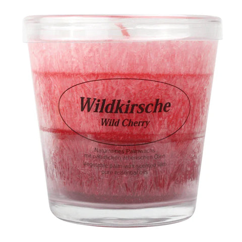 Duftkerze im Glas, Wildkirsche, 100% pflanzliches Stearin, KERZENFARM HAHN, mit reinen ätherischen Ölen, Brenndauer ca. 24h - luterne.shop