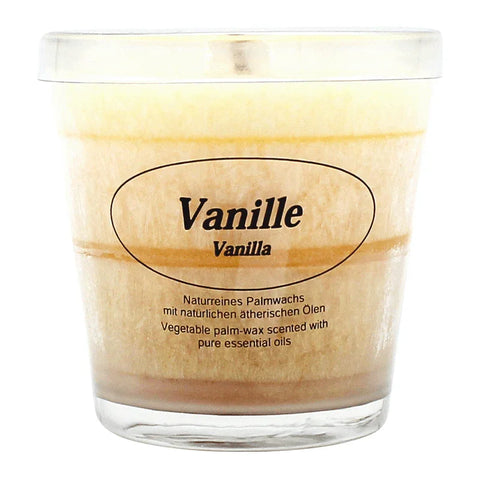 Duftkerze im Glas, Vanille, 100% pflanzliches Stearin, KERZENFARM HAHN, mit reinen ätherischen Ölen, Brenndauer ca. 24h - luterne.shop