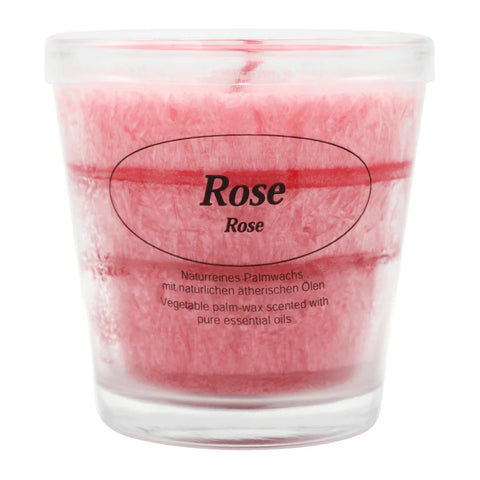 Duftkerze im Glas, Rose, 100% pflanzliches Stearin, KERZENFARM HAHN, mit reinen ätherischen Ölen, Brenndauer ca. 24h - luterne.shop