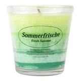 Duftkerze im Glas, Sommerfrische, 100% pflanzliches Stearin, KERZENFARM HAHN, mit reinen ätherischen Ölen, Brenndauer ca. 24h - luterne.shop