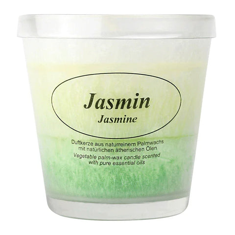Duftkerze im Glas, Jasmin, 100% pflanzliches Stearin, KERZENFARM HAHN, mit reinen ätherischen Ölen, Brenndauer ca. 24h - luterne.shop