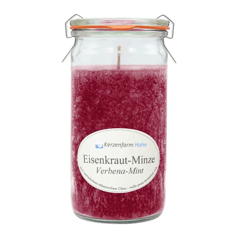 Duftkerze im XL-Weckglas®, Eisenkraut-Minze, 100% pflanzliches Stearin, KERZENFARM HAHN, mit reinen ätherischen Ölen, Brenndauer ca. 40h - luterne.shop