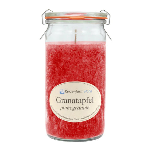 Duftkerze im XL-Weckglas®, Granatapfel, 100% pflanzliches Stearin, KERZENFARM HAHN, mit reinen ätherischen Ölen, Brenndauer ca. 40h - luterne.shop