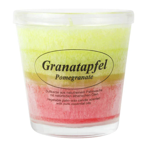 Duftkerze im Glas, Granatapfel, 100% pflanzliches Stearin, KERZENFARM HAHN, mit reinen ätherischen Ölen, Brenndauer ca. 24h - luterne.shop