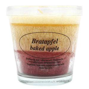 Stearin Duftkerze im Glas Bratapfel, 80/78 mm, KERZENFARM HAHN, Brenndauer 24h