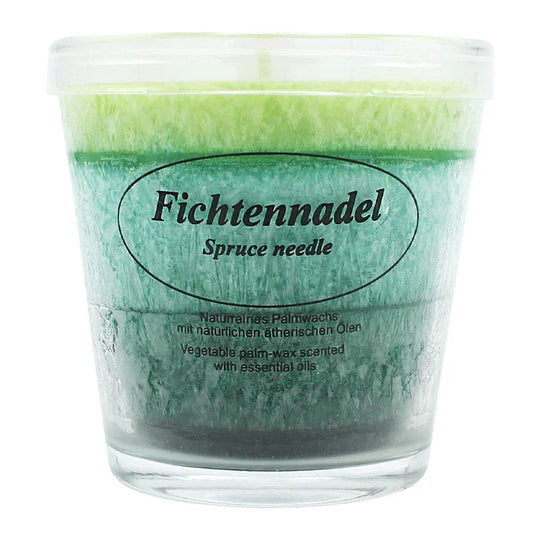 Duftkerze im Glas, Fichtennadel, 100% pflanzliches Stearin, KERZENFARM HAHN, mit reinen ätherischen Ölen, Brenndauer ca. 24h