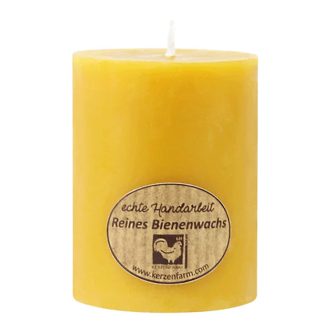 Stumpenkerze, 100% reines Bienenwachs, KERZENFARM HAHN, 60/45 mm, Brenndauer ca. 11h - luterne.shop