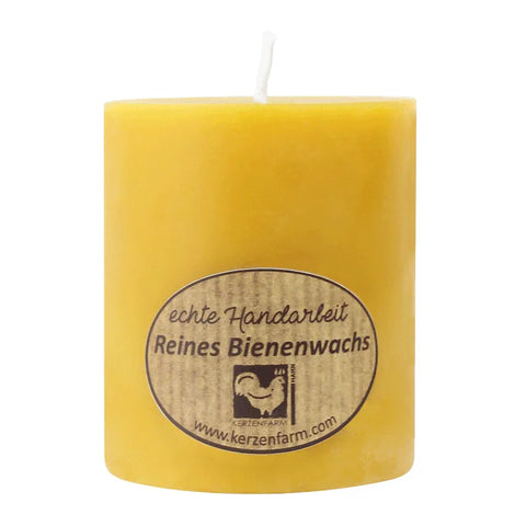 Stumpenkerze, 100% reines Bienenwachs, KERZENFARM HAHN, 75/64 mm, Brenndauer ca. 30h - luterne.shop