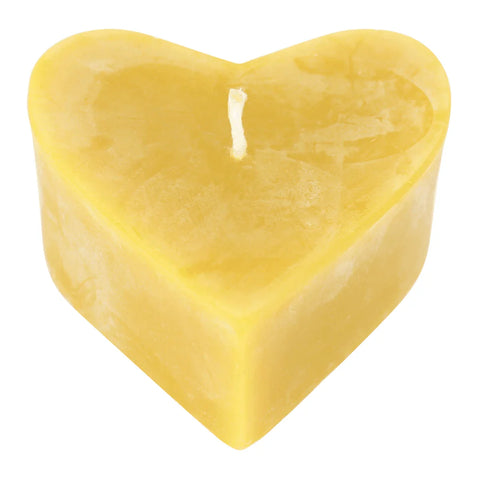Bienenwachskerze in Herzform, 100% reines Bienenwachs, Natur, KERZENFARM HAHN, 28/65 mm, Brenndauer ca. 6,5h - luterne.shop