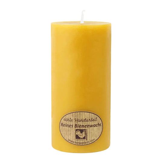 Stumpenkerze, 100% reines Bienenwachs, KERZENFARM HAHN, 135/65 mm, Brenndauer ca. 39h